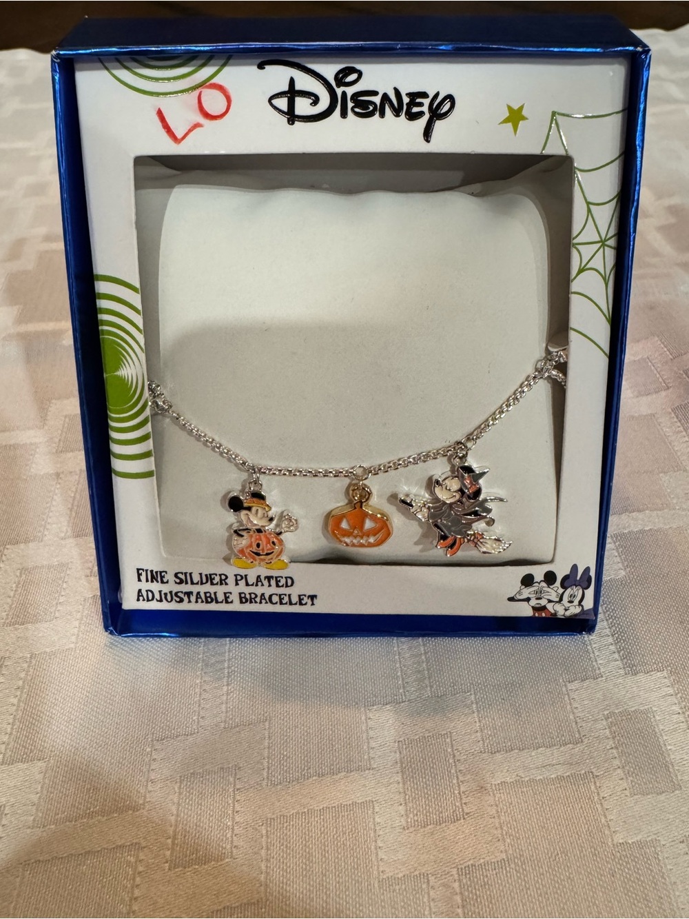 Disney Halloween Fine Silver-Plated Adjustable Charm Bracelet